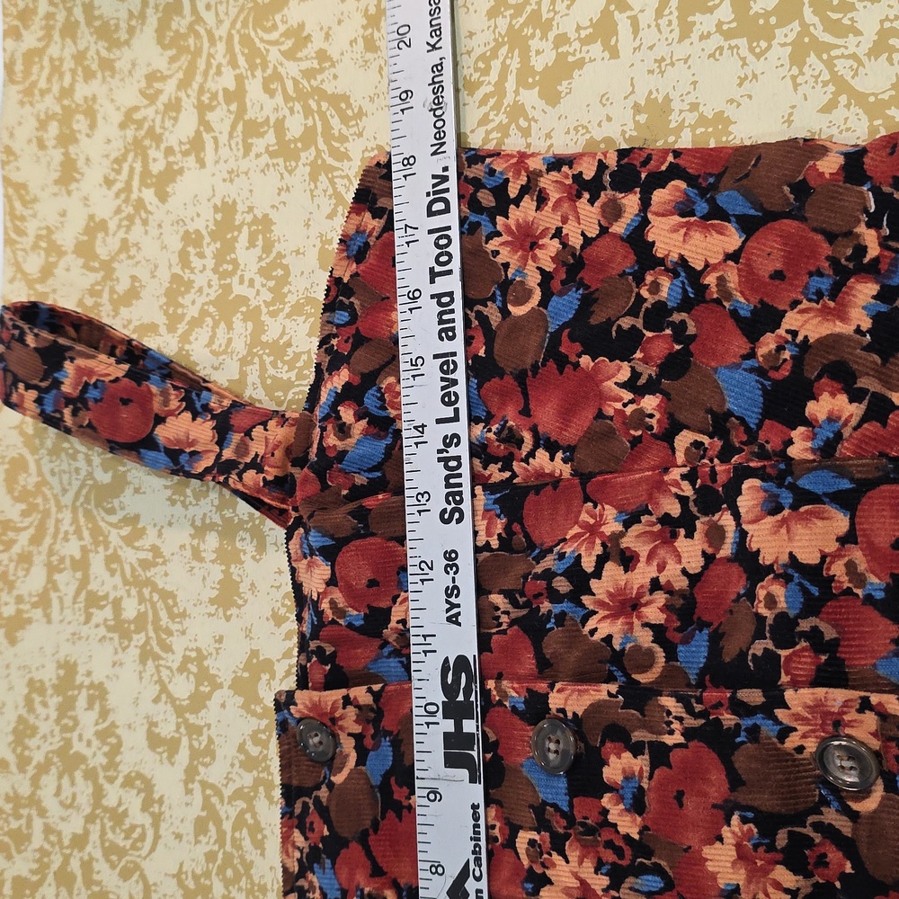 Vintage JCPenney Corduroy  Multicolor Floral Midi Dress Sz 15 - Picture 11 of 12